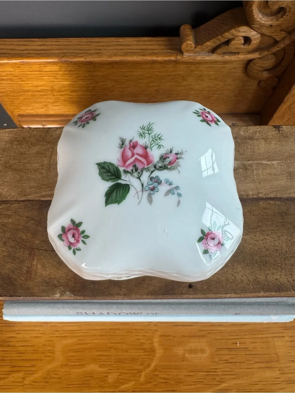 Heritage House Porcelain Floral Music Trinket Box Pink Rose 